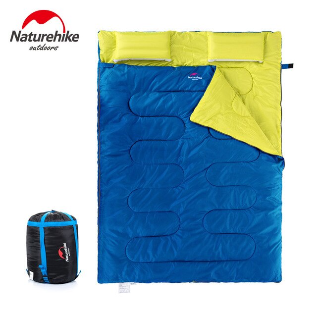 Naturehike Double Sleeping Bag Adult Envelope Filling Cotton Autumn Winter Outdoor Camping Tourism Sleeping Bag With Pillow