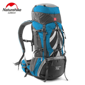 NatureHike 70L Rucksack Outdoor Hiking Backpack Nylon Waterproof Travel Backpack Aluminium Alloy External Frame Sports Backpack